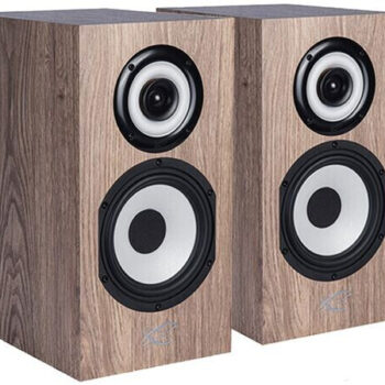 Colunas monitoras Cabasse Minorca MC40 com grelhas Pretas e Cinzentas em Light Oak